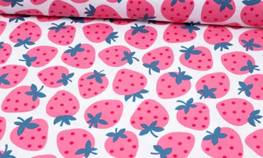 Kokka Canvas - Trefle Pink Strawberry