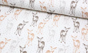 French Terry Brushed - Reh im Schnee Ecru