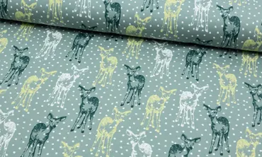 French Terry Brushed - Reh im Schnee Dunstmint