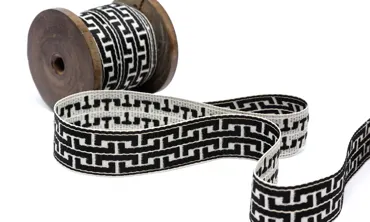 Ethno Band 25 mm - Meandros Ecru Schwarz