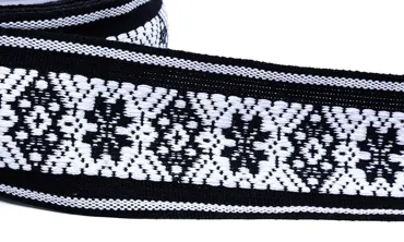 Gewobenes Band 85 mm - Big Fantasie Schwarz Weiss