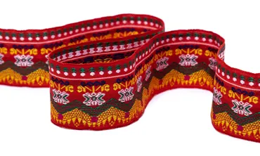 Gewobenes Band 45 mm - Folklore Fantasy Rot