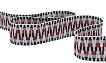 Gewobenes Band 40 mm - Aztec Natur Grau Bordeaux