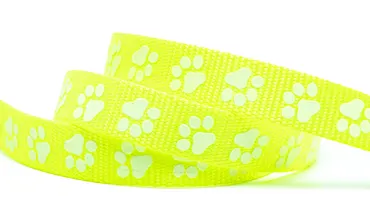 Gurtband 20 mm Glow in the dark - Pfote Neon Gelb