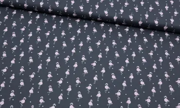 Baumwolle - Tiny Flamingos Grau