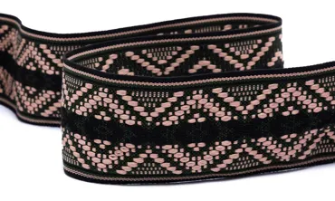 Gewobenes Band 78 mm - Big Indian Rhombus Dunkelgrün Rosa