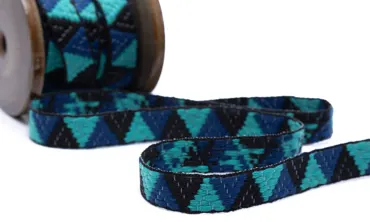 Gewobenes Band 15 mm - Triangel Schwarz Blau Türkis