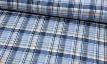 Flanell Check - Jeans & Blau