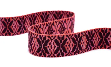 Gewobenes Band 40 mm - Snowflake Coral Bordeaux Rainbow
