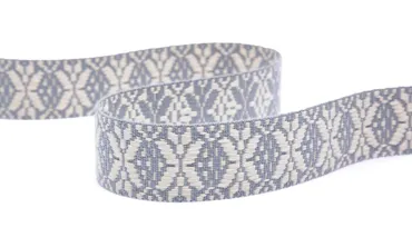 Gewobenes Band 40 mm - Snowflake Hellgrau Ecru