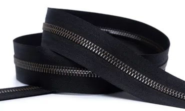 Metallreissverschluss 6 mm - Schwarz Altmessing