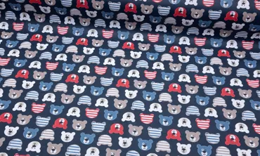 Wachstuch soft - Lustige Bären mit Streifen Dunkelblau