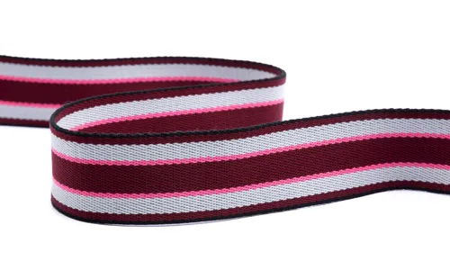 Taschenband 40 mm Blockstreifen Bordeaux Weiss Pink VOGWB-4046.jpg