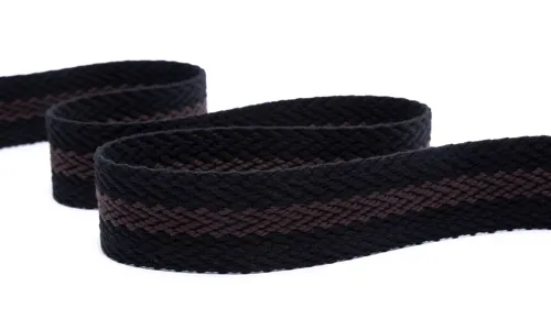 Gewobenes Band Band 40 mm Herringbone Schwarz Dunkelbraun VOGWB-4055.jpg