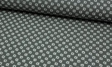 Double Gauze - Embroidery Edelweiss Rauchgrau