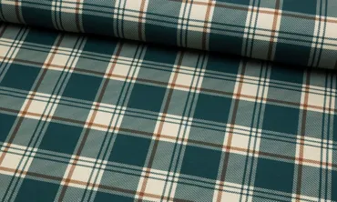 French Terry Fräulein von Julie - Tartan Check Petrol Hellbeige