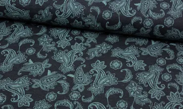 French Terry Brushed - Paisley Dream Anthrazit