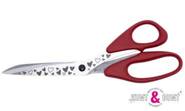 Stoffschere Profi Premium 26 cm Herzen - Dunkelrot