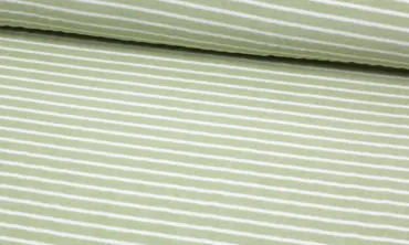 Strickfrottee - Streifen Lindgrün Weiss