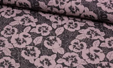 Jersey - Floral Dreams Anthrazit Altrosa