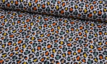 French Terry Fräulein von Julie - Leoprint Ecru Dunsttürkis