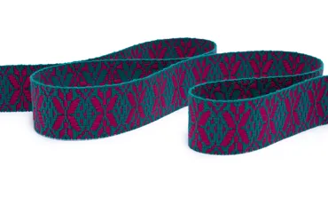 Gewobenes Band 40 mm - Snowflake Smaragd Fuchsia