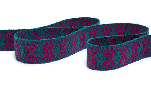 Gewobenes Band Band 40 mm Snowflake Smaragd Fuchsia VOGWB-4056.jpg