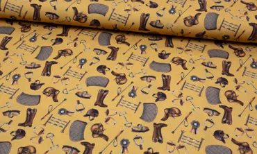 Baumwolle - Pferdesujet Dunkelgelb