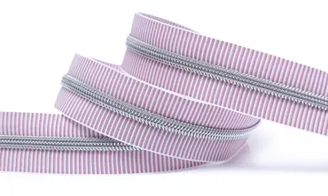 Reissverschluss 6 mm Metallic - Streifen Altrosa Weiss