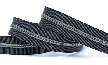 Reissverschluss 6 mm Metallic - Streifen Schwarz Grau