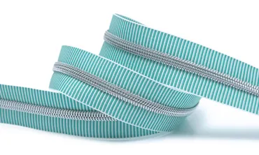 Reissverschluss 6 mm Metallic - Streifen Türkis Weiss