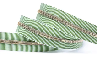 Reissverschluss 6 mm Metallic - Streifen Grün Weiss
