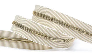 Reissverschluss 6 mm Metallic - Streifen Hellbeige Weiss