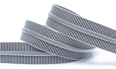 Reissverschluss 6 mm Metallic - Streifen Weiss Schwarz