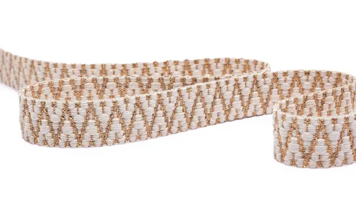 Gewobenes Band 25mm Aztec Ecru Kupfer Lurex VOGWB-2540.jpg