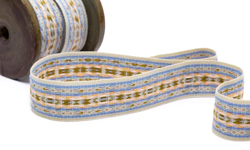 Gewobenes Band 25mm Fantasy Beige Hellblau Tabak VOGWB-2545.jpg