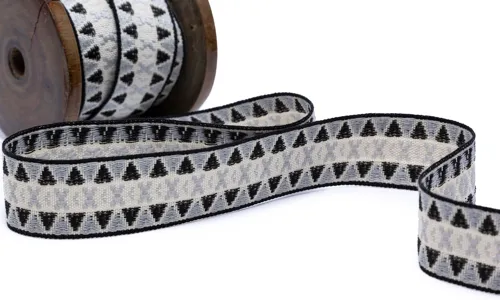 Gewobenes Band 25mm Tribal Natur Schwarz Grau VOGWB-2546.jpg
