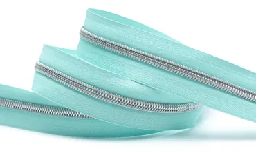 Reissverschluss 6 mm Metallic - Aqua Silber