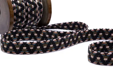 Gewobenes Band 15 mm - Aztec Schwarz Olive Zartrosa