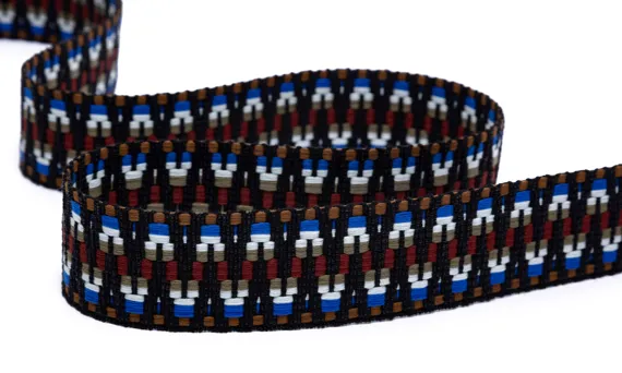 FINGERINSPIRE 7 M Vintage Stickereiband, 50 Mm Breit – Rotes Wellenmuster Im Ethnischen Stil Für Nähen & Basteln!