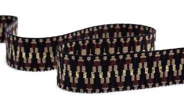 Gewobenes Band 40 mm - Aztec Schwarz Beige Gold