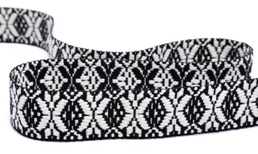Gewobenes Band 40 mm - Snowflake Schwarz Weiss