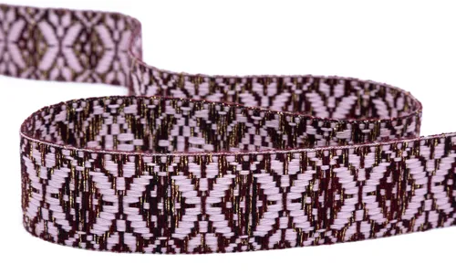 Gewobenes Band 40 mm Snowflake Bordeaux Rosa Gold 49-040-313004.jpg