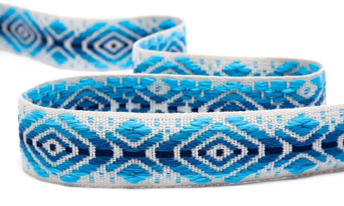 Gewobenes Band 40 mm Rhombus Natur Navy Blau 49-040-321002.jpg