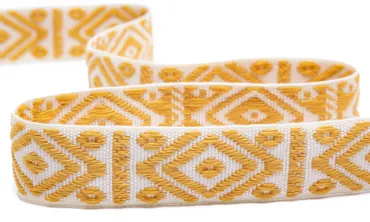 Gewobenes Band 40 mm - Rhombus Natur Gelb