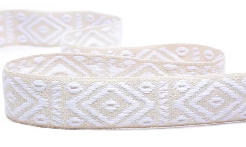 Gewobenes Band 40 mm Rhombus Natur Weiss 49-040-321006.jpg