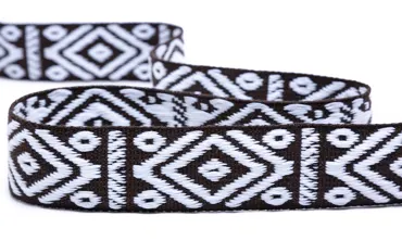 Gewobenes Band 40 mm - Rhombus Dunkelbraun Weiss