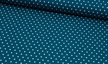 Jersey kleine Punkte - Petrol Weiss