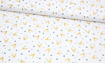 Baumwolle Weihnachts Hirsch Gold Print