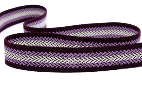 Gewobenes Band 40 mm Herringbone Bordeaux Helllila Ecru 49-040-331003.jpg